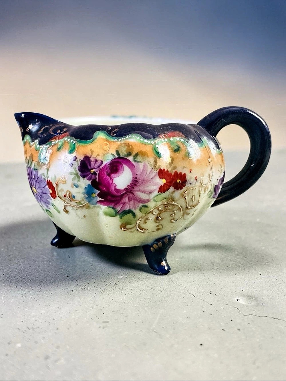 Antique Nippon hand-painted porcelain creamer